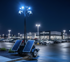 Artificial intelligence protecting construction job sites from theft: AI security cameras with real-time person vehicle detection, bounding boxes, analytics overlays, and proactive threat alerts preventing crime before it happens