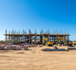 Off-grid construction site protected by Solar Smart Surveillance Units operating without external power.